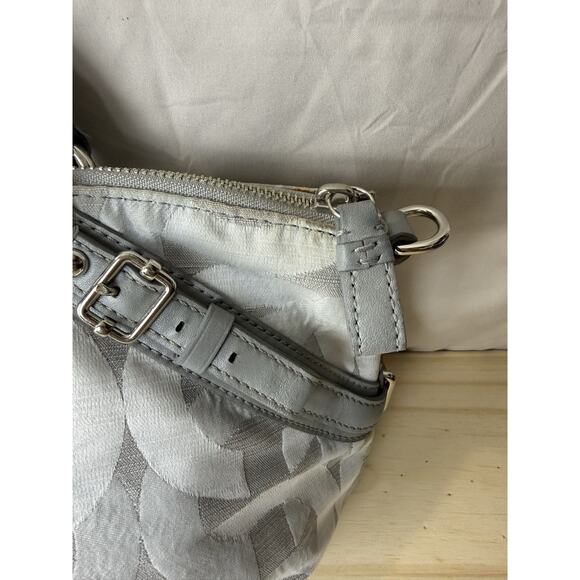 Coach Madison Sophia Satchel Grey Jacquard Fabric Purse Silver Hardware - Picture 9 of 16